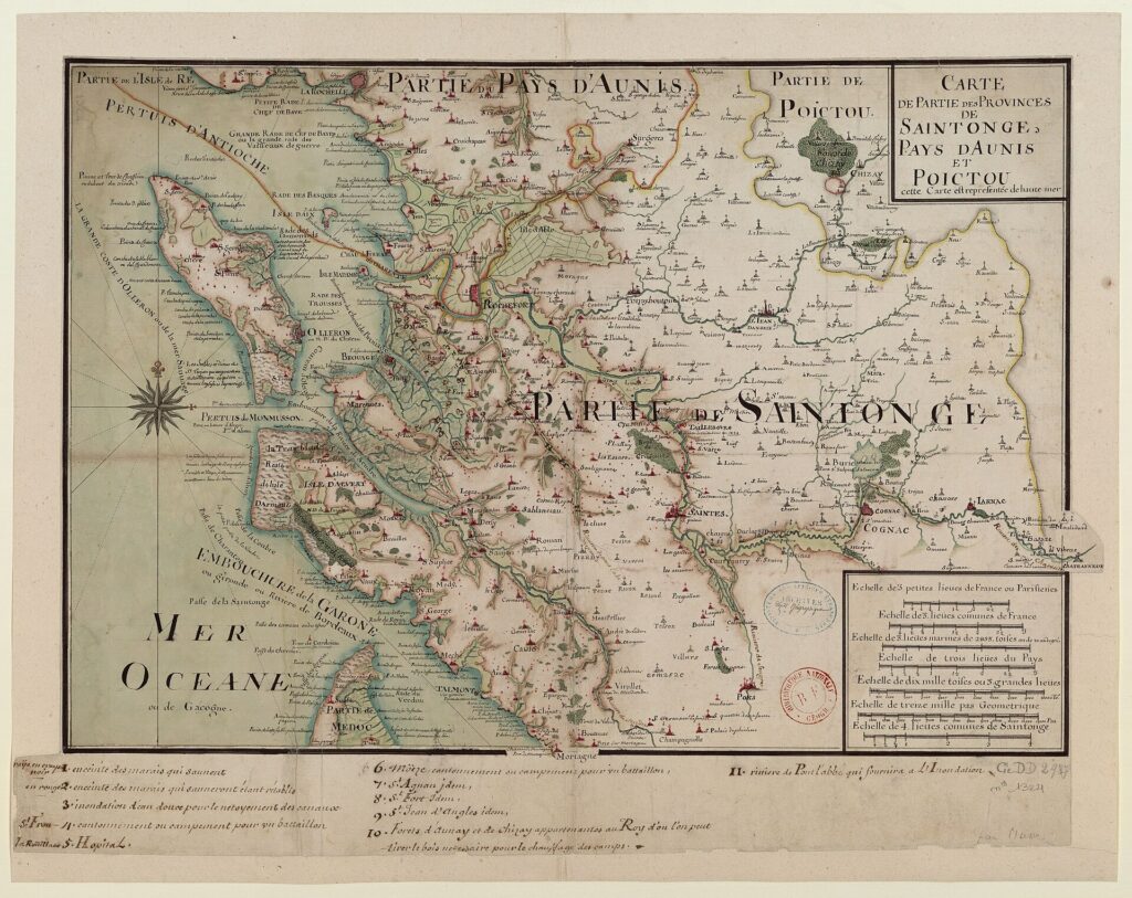 La Saintonge sur une carte ancienne